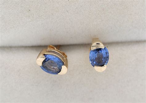 Genuine Natural Blue Sapphire Earring Stud Cts Blue Etsy