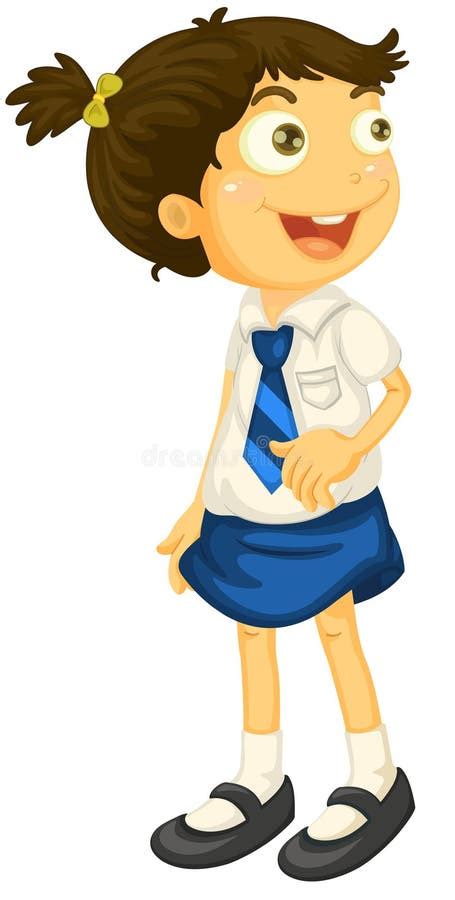 A Girl In School Uniform Stock Illustration Illustration Of Shoes