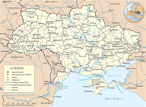 Mapas de ucrania, la antigua república soviética, situada al este de europa. Mapa Ucrania - Mapas da Europa