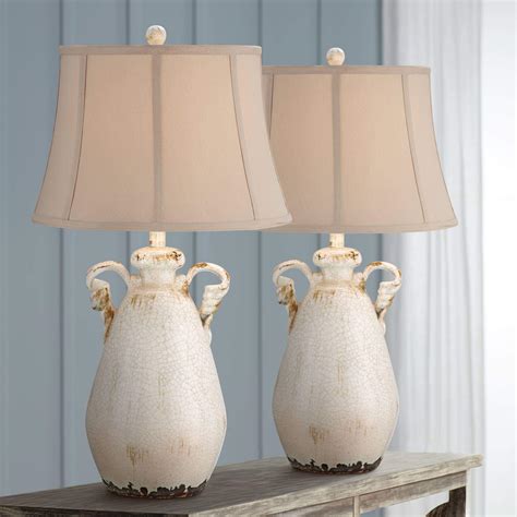 Isabella Country Cottage Jar Table Lamps 29 Tall Set Of 2 Crackled