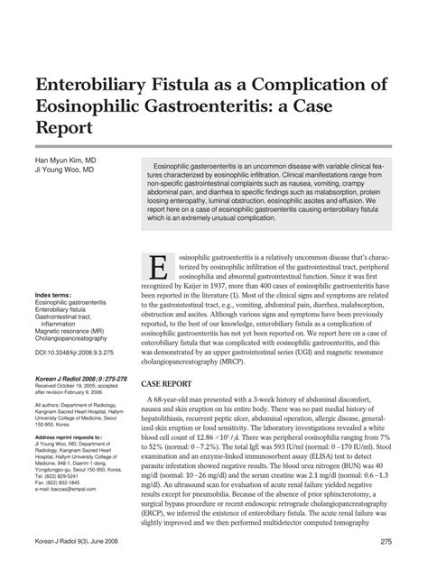 Pdf Enterobiliary Fistula As A Complication Of Eosinophilic