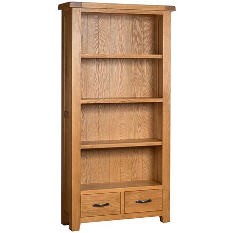 Summer Waxed Oak Tall Wide Bookcase No Assembly Required