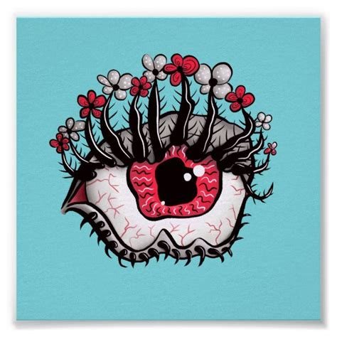 Weird Eye Melt Creepy Psycho Psychedelic Art Poster In