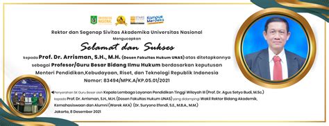 Selamat Dan Sukses Kepada Prof Dr Arrisman Sh Mh Dosen