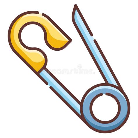 Safety Pin Linecolor Illustration Stock Vector Illustration Of Safe Vector 126329283