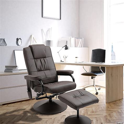 homcom massaging faux leather recliner chair and ottoman set swivel vibration massage lounge