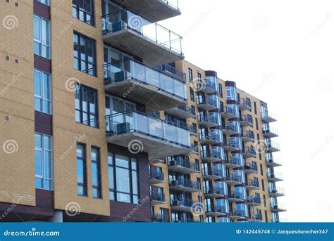 Condo Building Balconies Modern House Residential Apartment Stock Photo