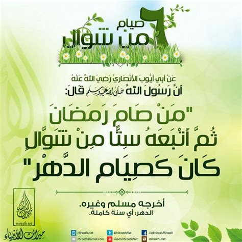 ((من صام رمضان ثم أتبعه ستًّا من شوال، كان كصيام الدهر))، فيا له من أجر عظيم وثواب جسيم لمن صام هذه الأيام بعد الشهر الكريم! فضل صيام الست من شوال … | My Blog
