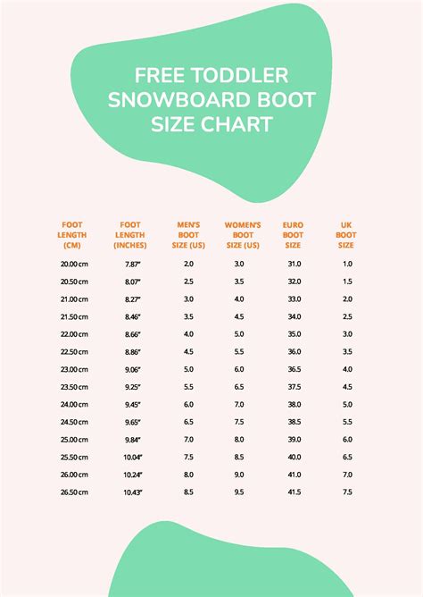 Kids Snowboard Size Chart In Pdf Download