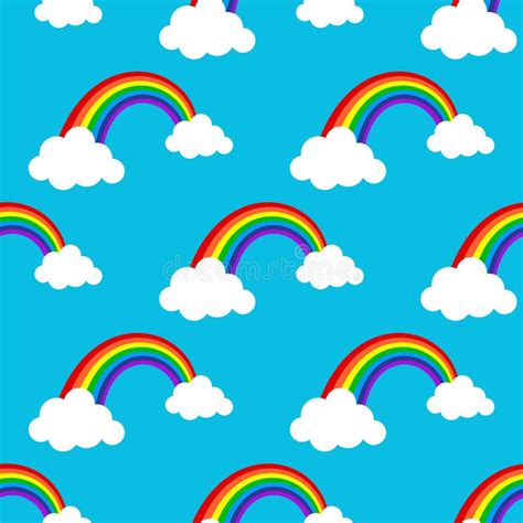 Rainbows And Clouds Seamless Pattern Stock Vector Illustration Of