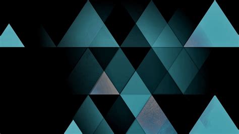 Black Digital Art Abstract Symmetry Green Blue Triangle Pattern