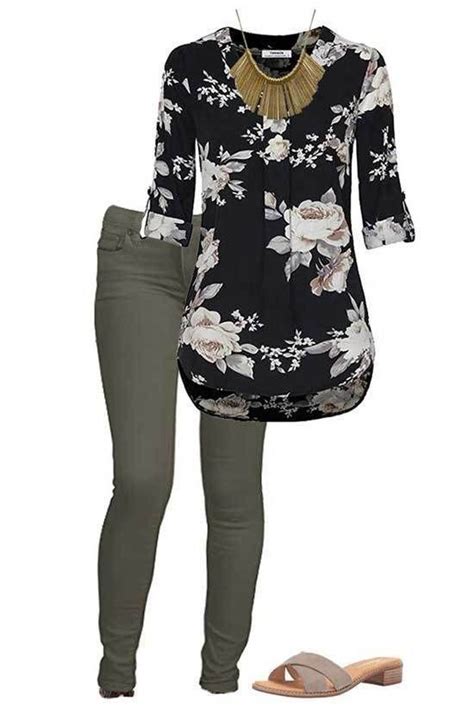 Fall Work Outfit With V Neck Floral Shirt Outfits For Work Spring Work Outfits Casual Work