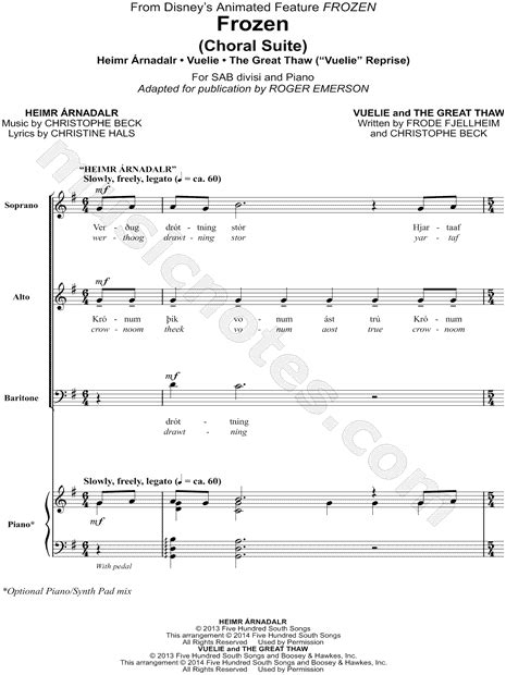 Frozen Choral Suite From Frozen Arr Roger Emerson Sab Choir