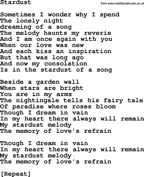 Willie Nelson Song Stardust Lyrics