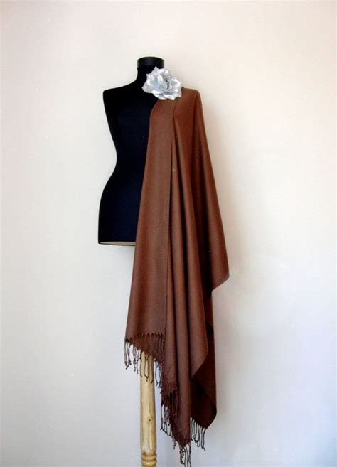 Chocolate Brown Shawl Solid Color Brown Pashmina By Rosashawls 2500
