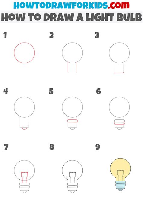 How To Draw A Light Bulb Easy Drawing Tutorial For Kids