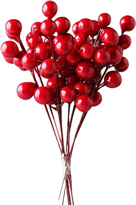 Ifoyo Red Berries 10 Pack Artificial Red Berry Stems For Christmas