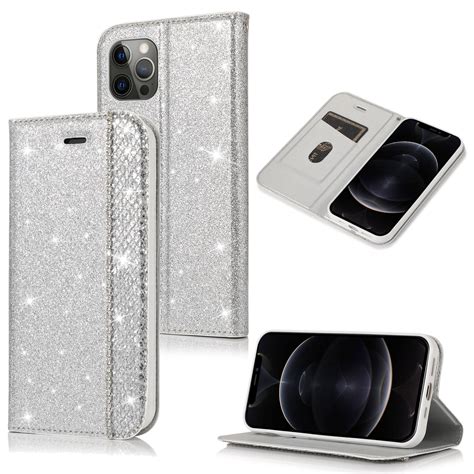 Iphone 12 Pro Max Case Allytech Bling Glitter Design Pu Leather Credit