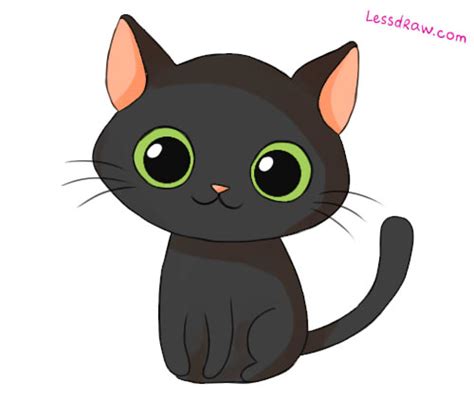How To Draw Black Cat Lessdraw