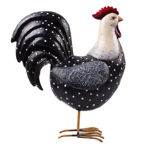 11in. Resin Rooster With Dots | Rooster, Rooster decor, Black rooster
