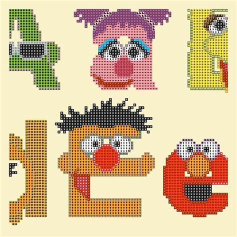 Muppet Alphabet Cross Stitch Muppet Alphabet Pattern Abc Easy Etsy