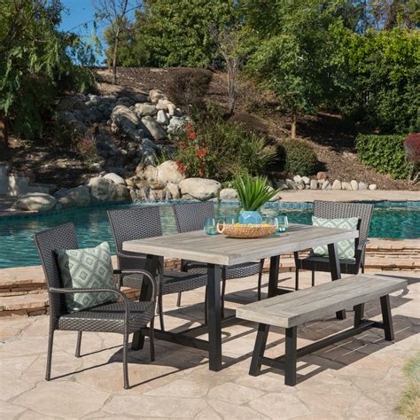 Polywood outdoor dining sets are designed with your family in mind. Anson Outdoor 6 Piece Stacking Wicker Dining Set with ...