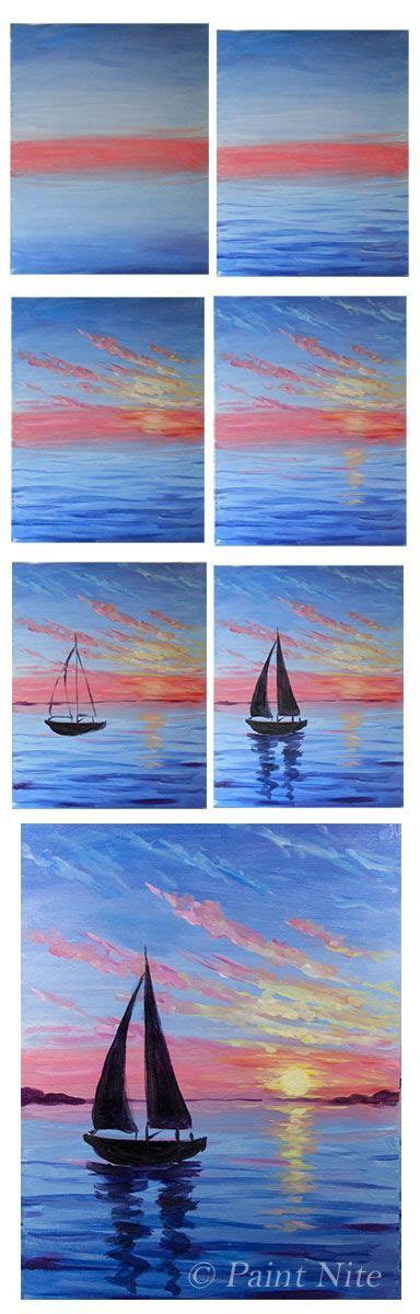 The end result usually looks best after you 1) decide on some complementary colors, and instructions here. Moment on the Ocean - Easy Brushes - Big flat, Medium and small rounds Colors: Ultra. Blue, Red ...