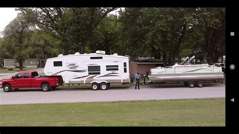 Truck 5th Wheel Pontoon Boat On The Road Youtube