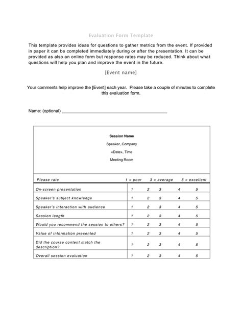 General Evaluation Template Download Free Documents For Pdf Word And