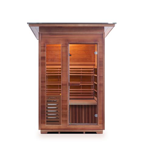 2 Person Outdoor Traditional Sauna With Slope Roof Sunrise Series
