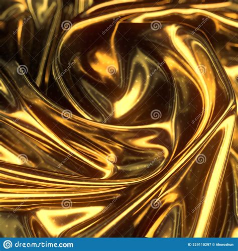 Gold Wavy Fabric With Pattern Of Shiny Diamonds Waves Graphic Design