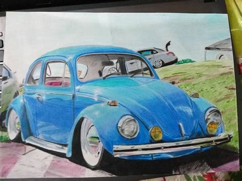 Desenho Fusca Azul Desenhista Daniel Assis Deboa Vw Sedan Daniel