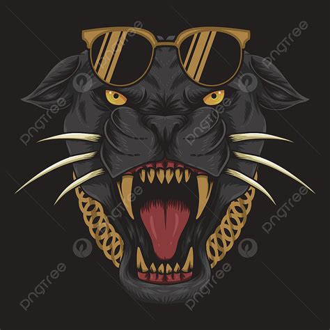 Cool Black Panther Vector Illustration Angry Animal Art Png And