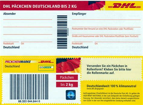 Päckchen/paket bis 2 kg deutschlandweit: DHL Päckchen Deutschland bis 2 KG, mit Aufdruck ...