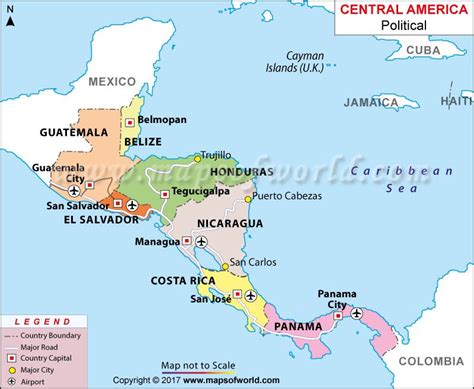 Map Of Central America With Capitals And Countries