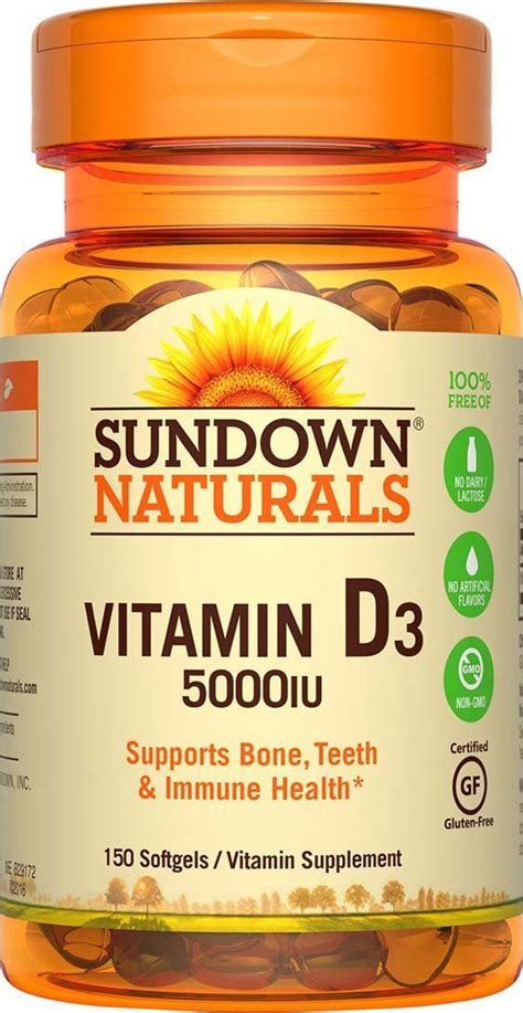 Vitamin d3 is the form that is already stored in the body, so some studies have found it to be more effective. Sundown Naturals Vitamin D3 5000 IU, 150 Softgels ...