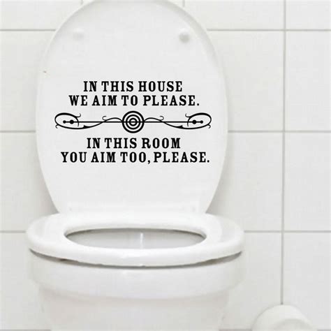 312 Bathroom Toilet Wall Sticker Seat Sign Reminder Quote Word