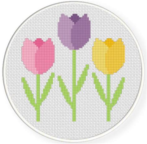 Easter Tulips Cross Stitch Pattern Cuadros Punto De Cruz Mariposa