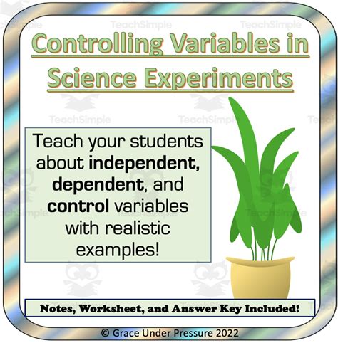 Science Experiment Independent Dependent And Controlled Variables By
