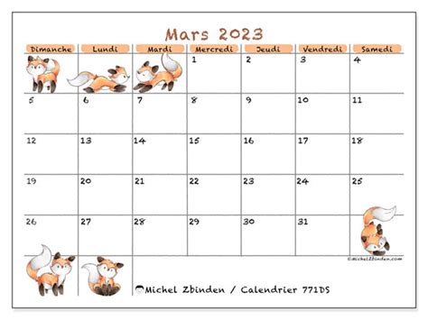 Calendrier Mars 2023 à Imprimer “771ds” Michel Zbinden Be