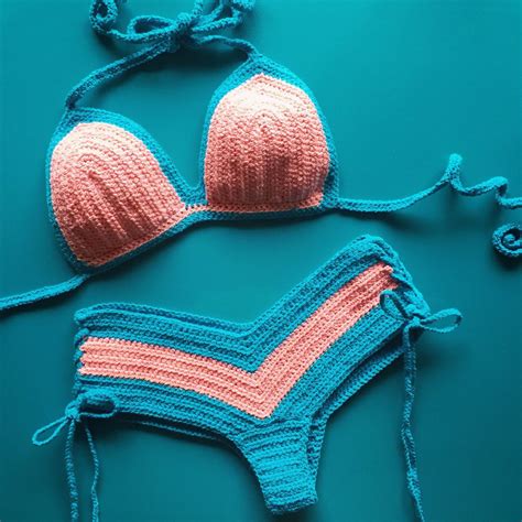 Crochet Bikini Set Triangle Bikini Top By Lostatlantishandmade