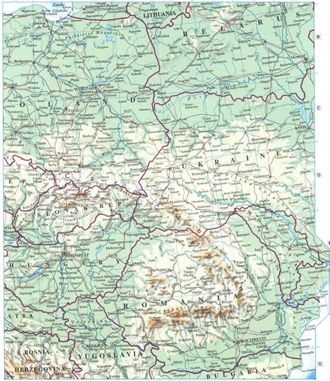 Physical Map Of Central Europe With Cities Large Detailed Map Format 