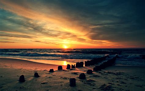 Water Sunset Nature Beach Sand 2560x1600 Wallpaper High