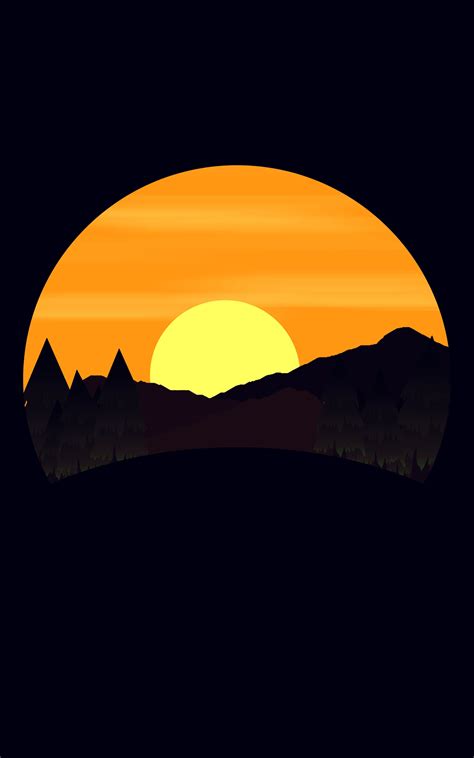 480x800 Resolution Mountain And Sun Artwork Simple Background