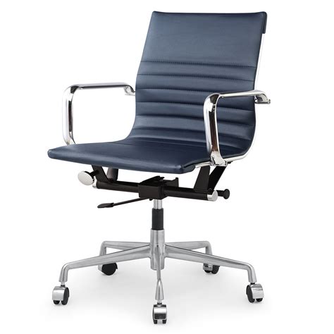 Navy Blue Vegan Leather M348 Modern Office Chairs Zin Home
