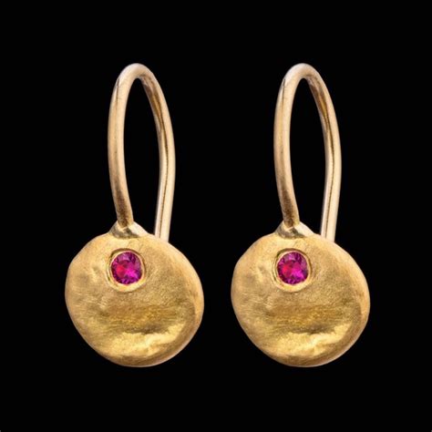 Natural Classic K Solid Gold Earrings With Ruby Fine Etsy