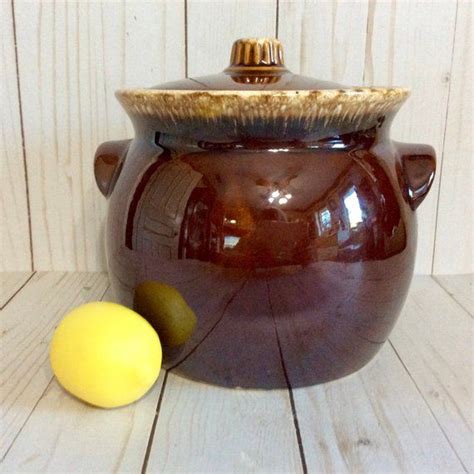 Vintage Hull Brown Drip Glaze Bean Pot Crock Cookie Jar With Lid