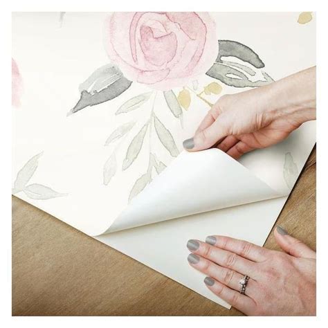 Watercolor Roses Peel And Stick Wallpaper In Pink By Joanna Gaines For