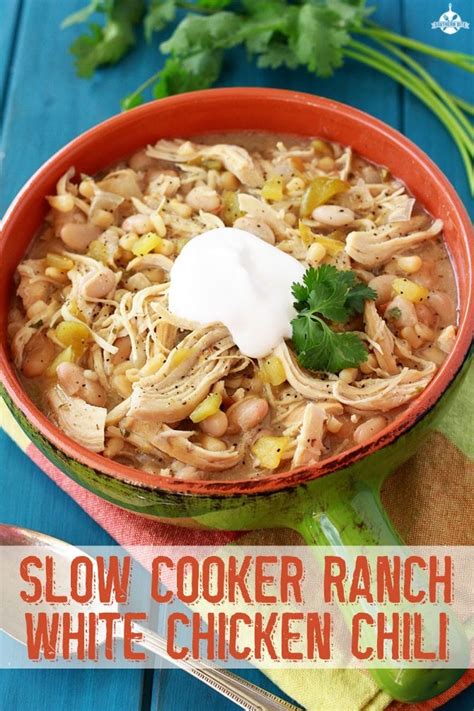 The house smells amazing and dinner is served. Slow Cooker Ranch White Chicken Chili - Southern Bite