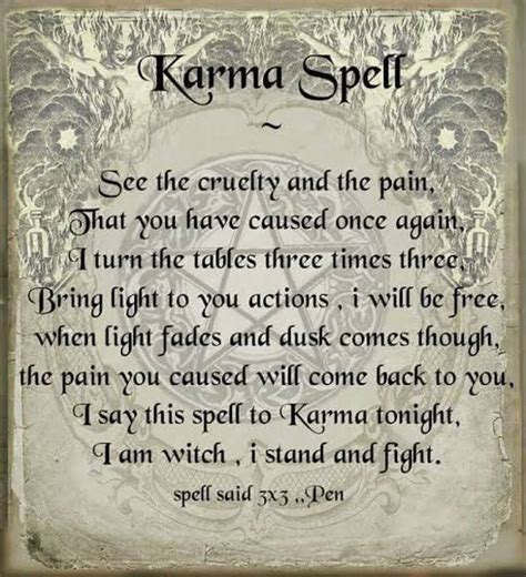 Karma Spell Karma Spell Wiccan Spell Book Witchcraft Spell Books